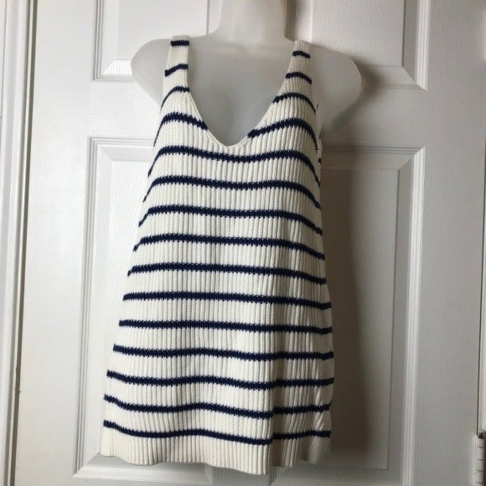 LED Knit tank top navy white stripe size